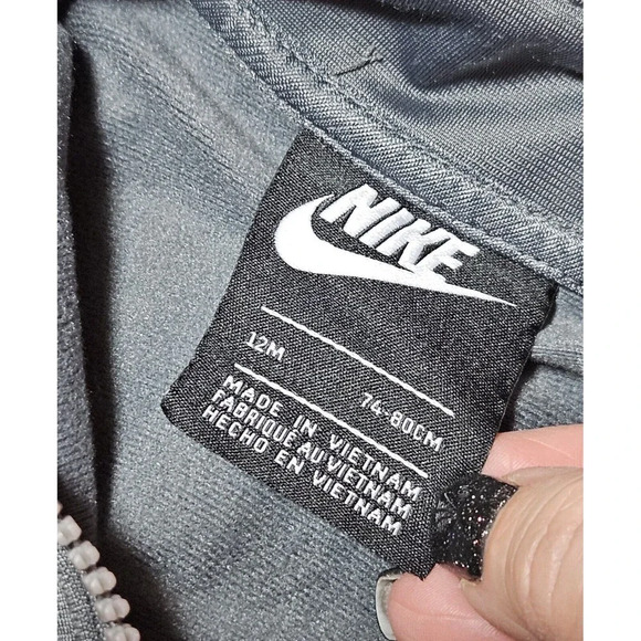 Nike Track Suit Black Gray Neon 12M Full Zip Hoodie and Pants Two Piece Set - Picture 5 of 9